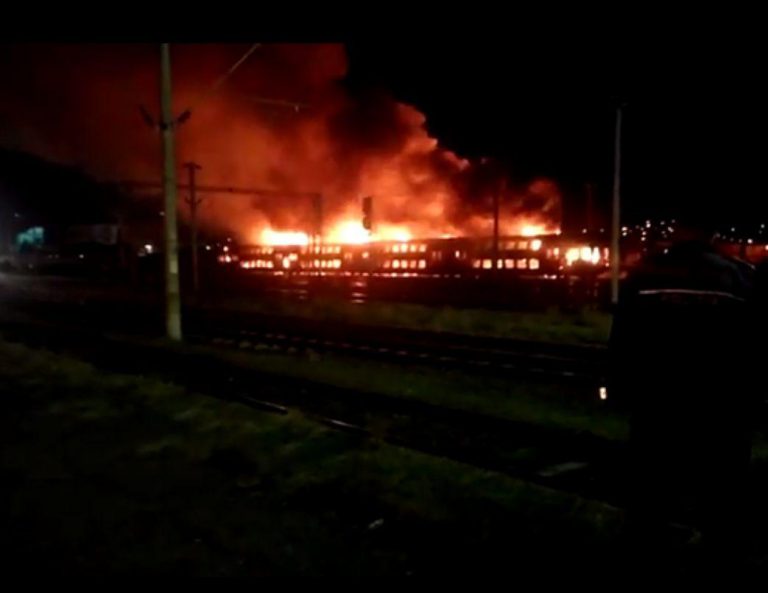 incendiu tren vagoane gara cluj
