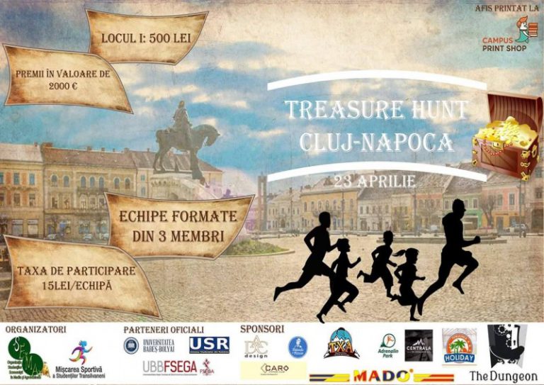 Cel mai mare TreasureHunt din Cluj-Napoca va avea loc pe 23 aprilie 8 TreasureHunt