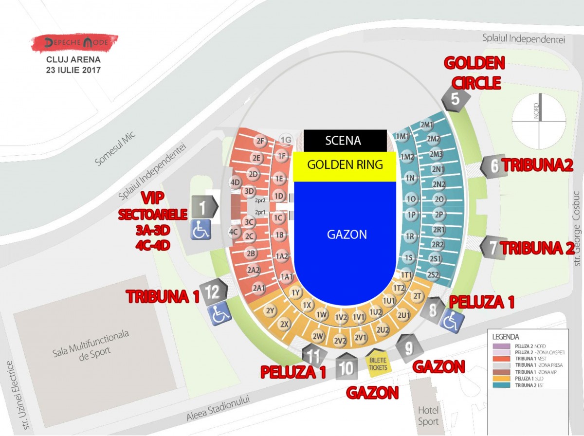 Harta acces Depche Mode 23 iulie Cluj Arena