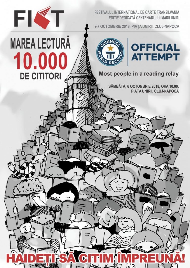 Festivalul Internațional de Carte Transilvania | 10.000 de volume de Eminescu vor fi împărţite la Cluj pentru stabilirea unui record Guiness Book 1 Marea Lectură | 10.000 de oameni din Cluj vor citi simultan pentru a intra în Cartea Recordurilor
