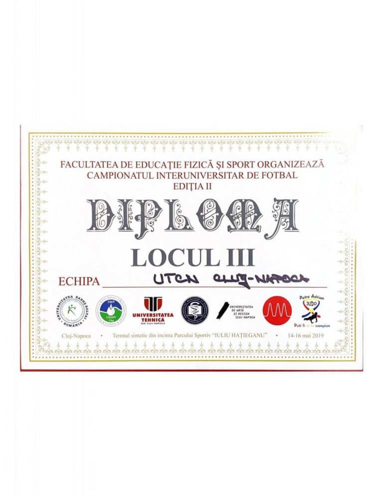 Campionatul Interuniversitar de Fotbal: echipa Universităţii Tehnice Cluj s-a clasat pe locul al treilea