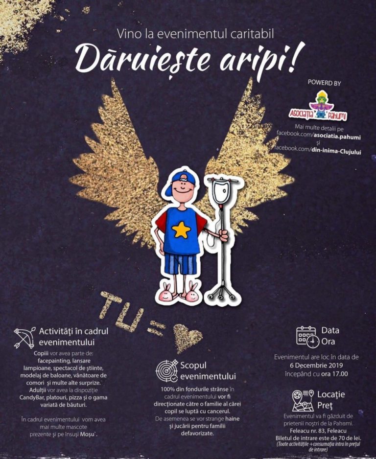 Dăruiește Aripi - eveniment caritabil la Cluj pentru Ionuţ, un băiat de 9 ani care suferă de cancer