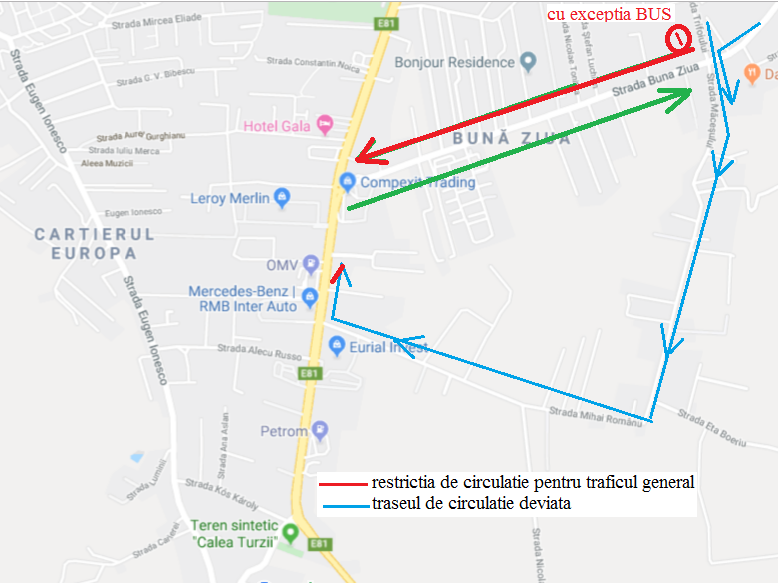 Închidere temporară sens de circulație pe strada Bună Ziua din Cluj-Napoca
