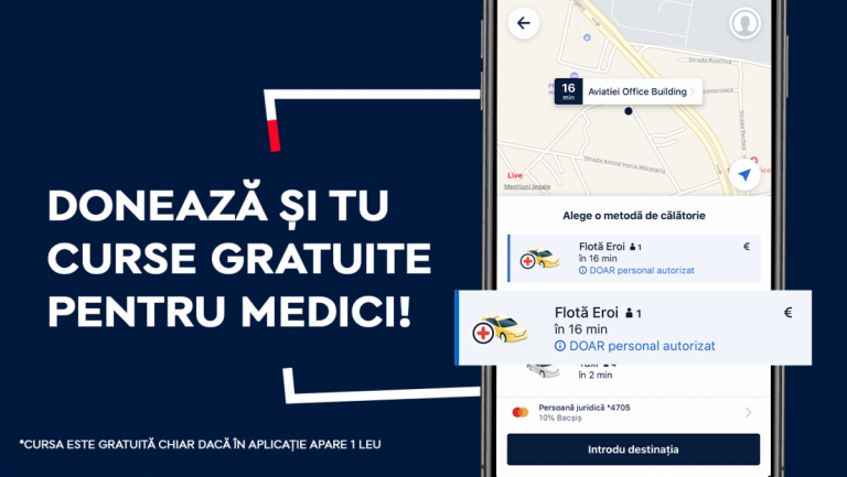 Curse gratuite pentru medicii din Cluj-Napoca prin aplicația de taxi și ridesharing FREE NOW 2 Curse gratuite pentru medicii din Cluj-Napoca prin aplicația de taxi și ridesharing FREE NOW
