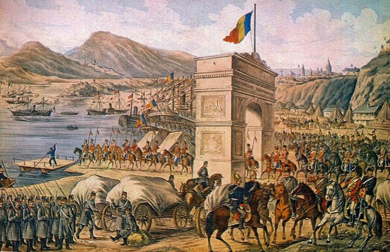 Independenta ROManie Trecerea dunarii 1878 pictura HENRYK DEMBITZKY 800x517
