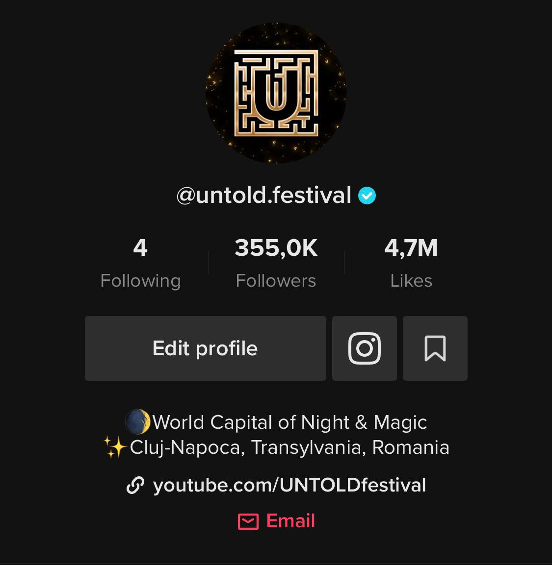 UNTOLD - cel mai urmărit brand românesc pe TikTok în întreaga lume