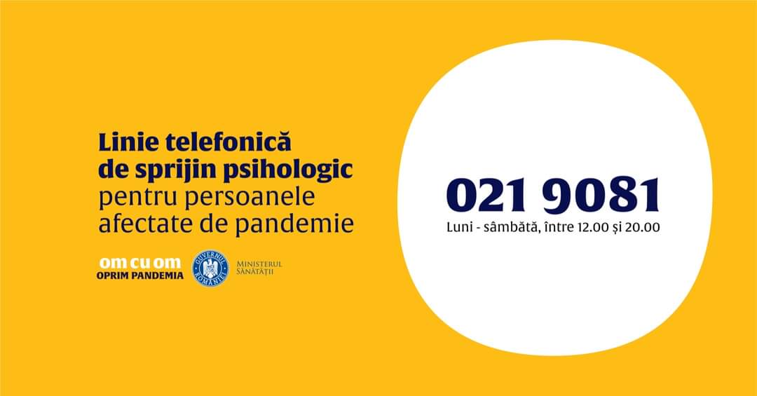 Linie telefonică de suport psihologic pentru persoanele afectate de COVID-19