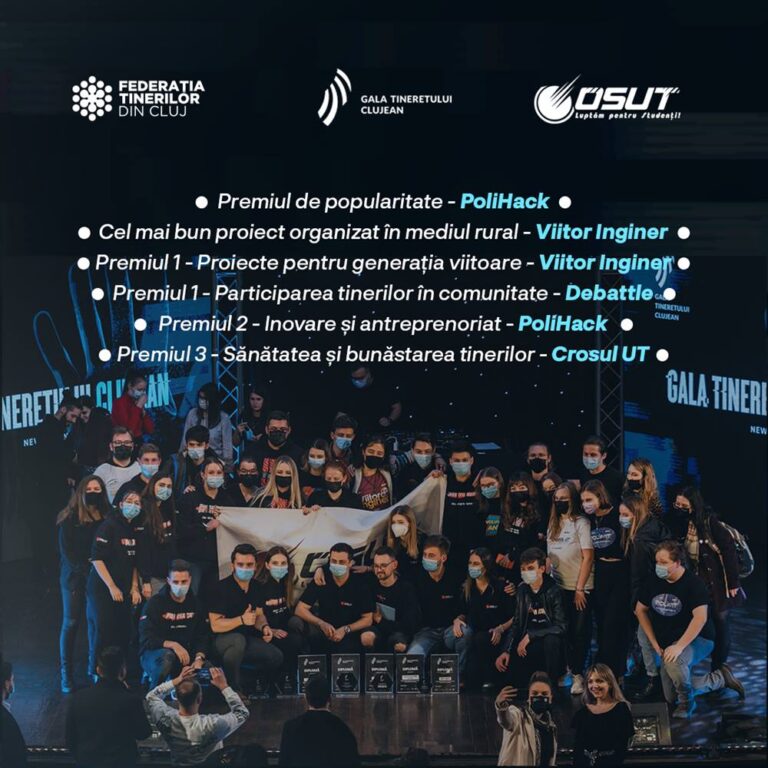 Organizația Studenților din Universitatea Tehnică din Cluj-Napoca a primit șase premii la Gala Tineretului Clujean