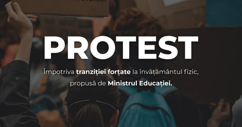 Protest la Cluj-Napoca organizat de studenţi împotriva tranziţiei forţate la învăţământul fizic
