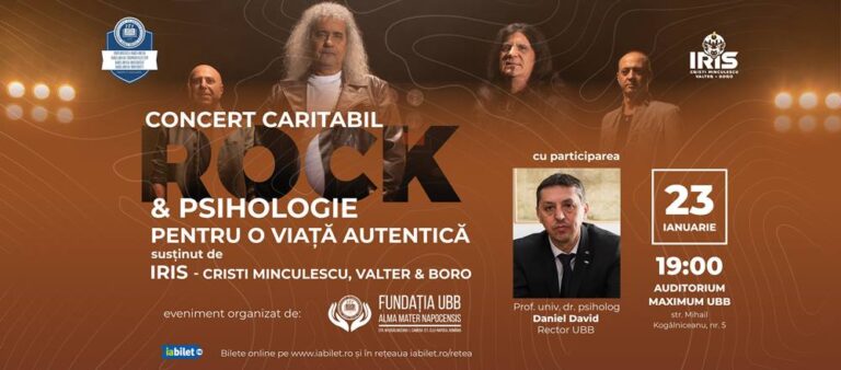 Eveniment inedit la UBB Cluj: concert-dezbatere între psihologul Daniel David și trupa Iris