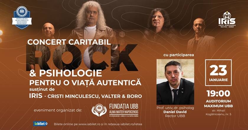 Eveniment inedit la UBB Cluj: concert-dezbatere între psihologul Daniel David și trupa Iris