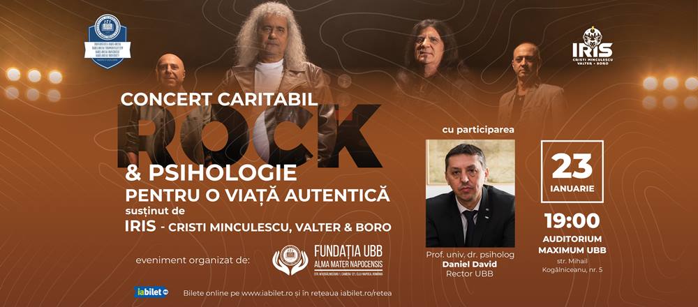 Eveniment inedit la UBB Cluj: concert-dezbatere între psihologul Daniel David și trupa Iris