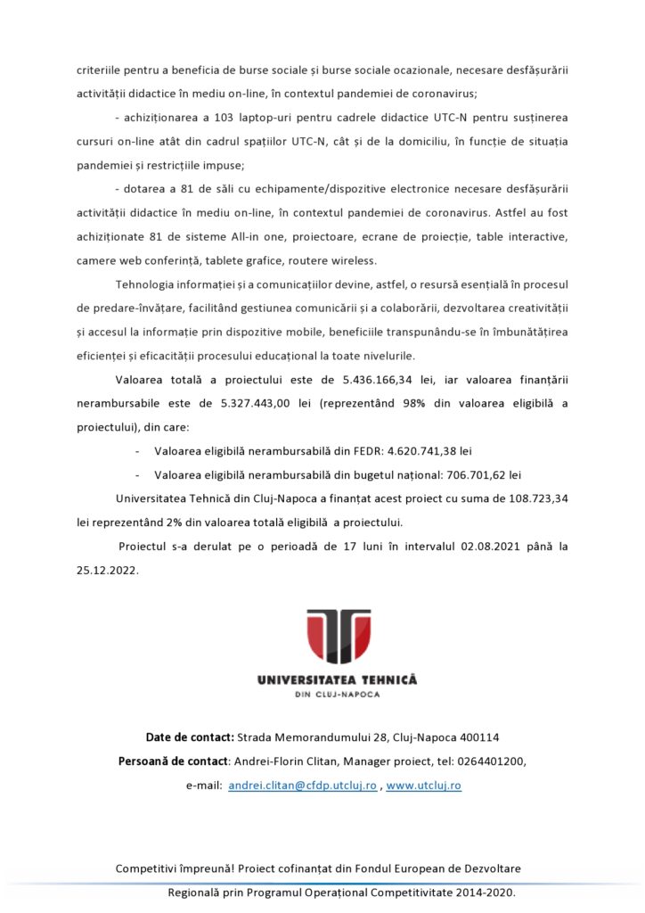 comunicat echipamente IT UTCN 2