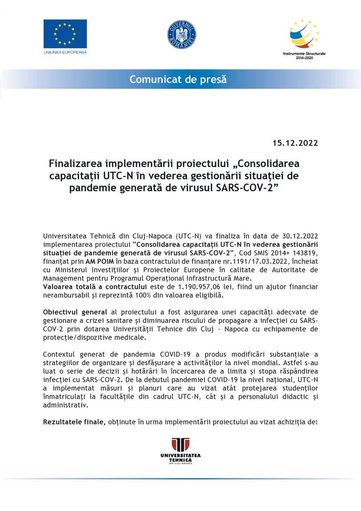 finalizare proiect utcn covid