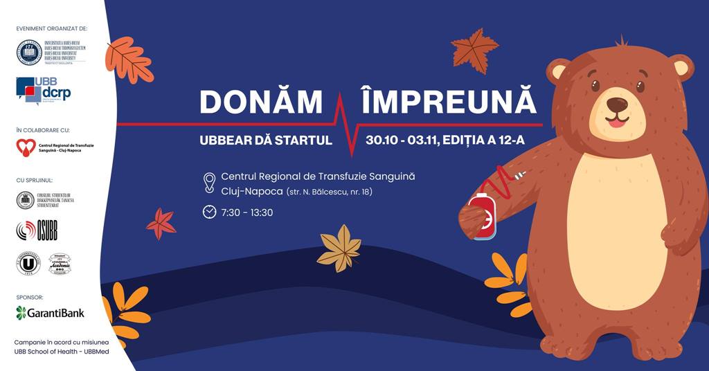 Campanie de donare de sânge la Cluj: „Donăm împreună, UBBEAR dă startul!” 2 Campanie de donare de sânge la Cluj