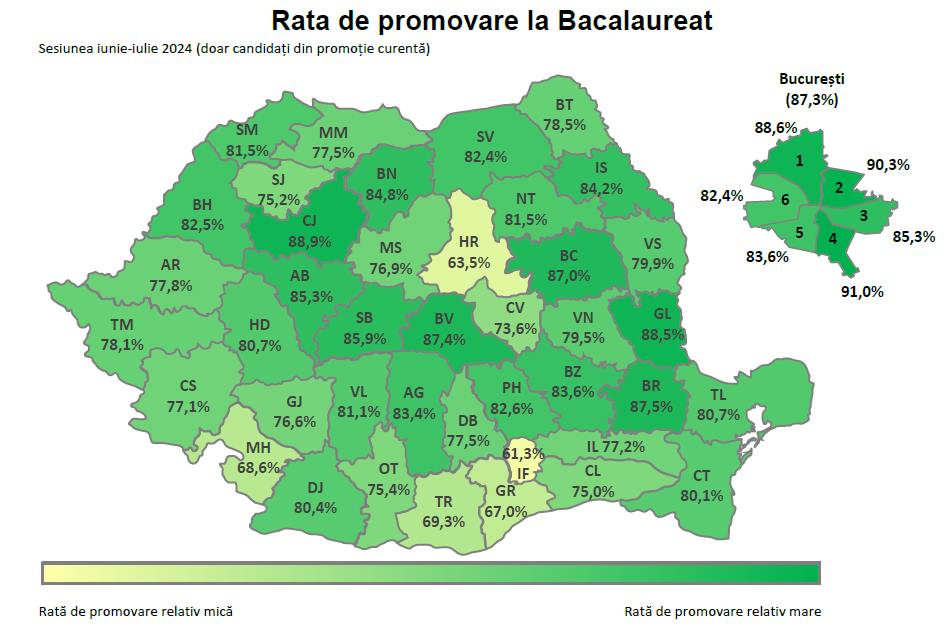 Cluj – judeţul cu cea mai mare rată de promovare a examenului de Bacalaureat 2024 din România