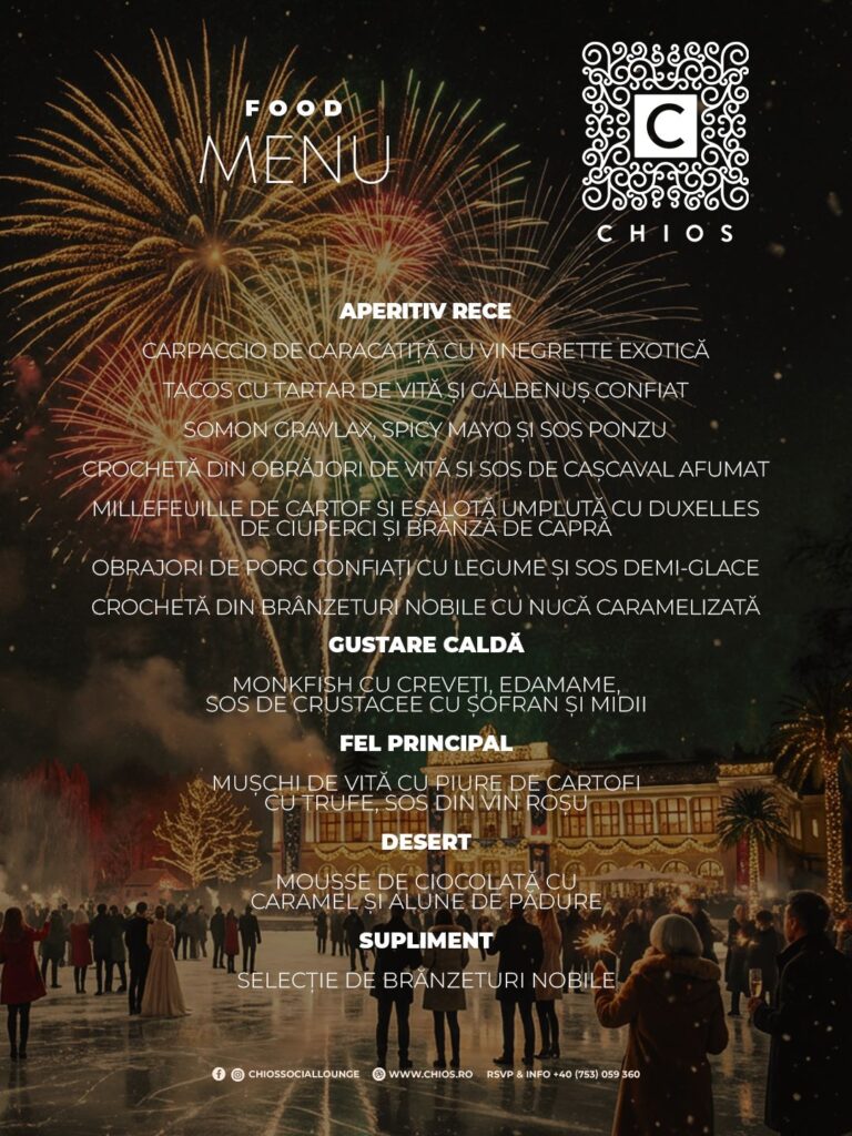 Meniu mâncare Revelion 2026 – Casino Party Night