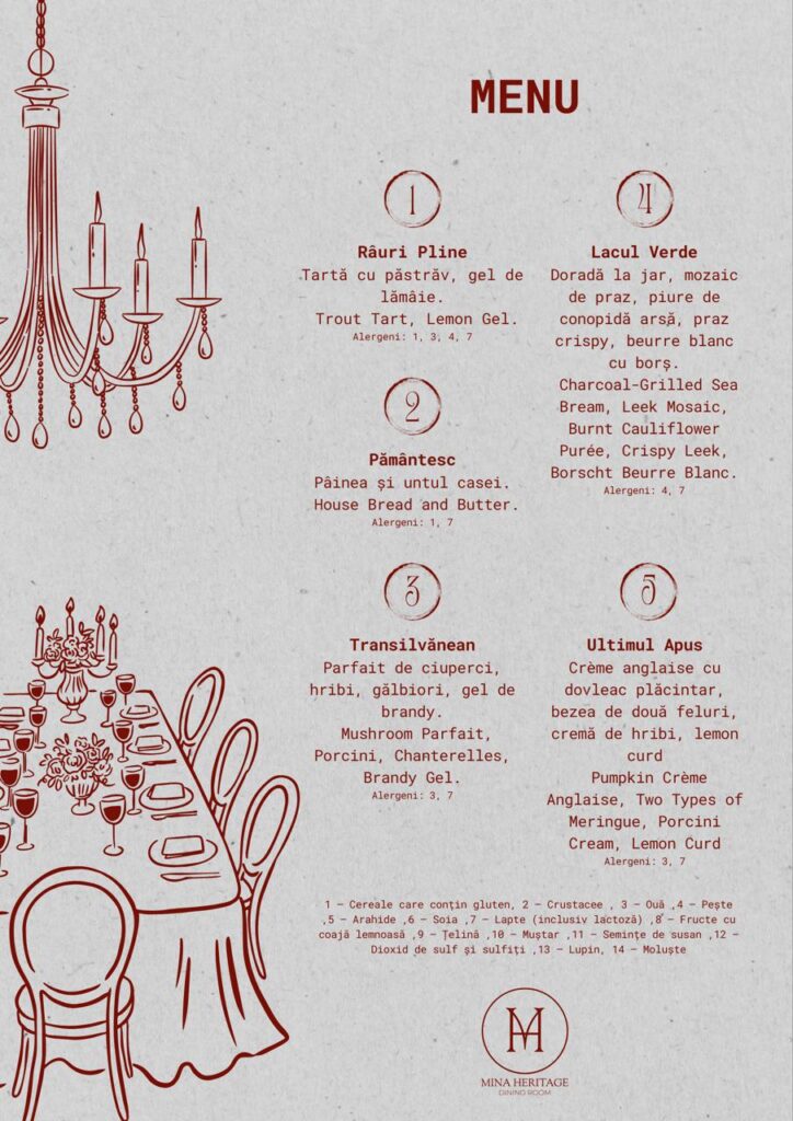 meniu Mina Heritage Dining Room