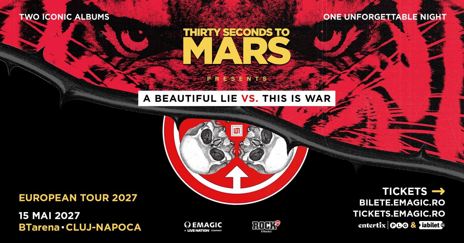 Thirty Seconds to Mars vine la Cluj-Napoca! Jared Leto și Shannon Leto urcă pe scena BTarena pe 15 mai 2027
